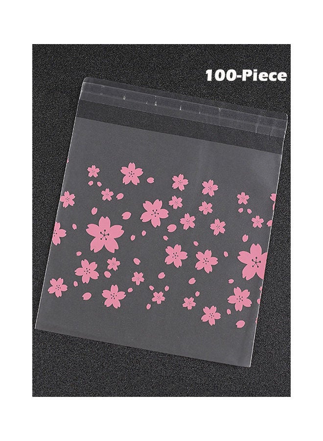 100-Piece Cherry Blossom Shape Cookie Bag Set Clear - Image 1
